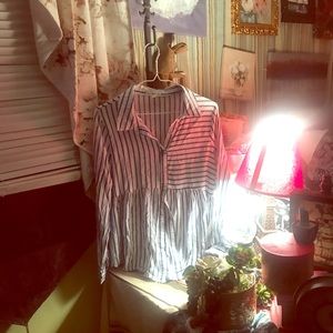 Striped button down blouse